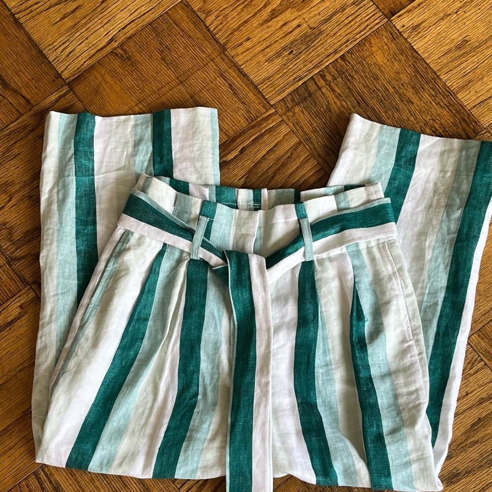 J Crew textured striped wide leg pants